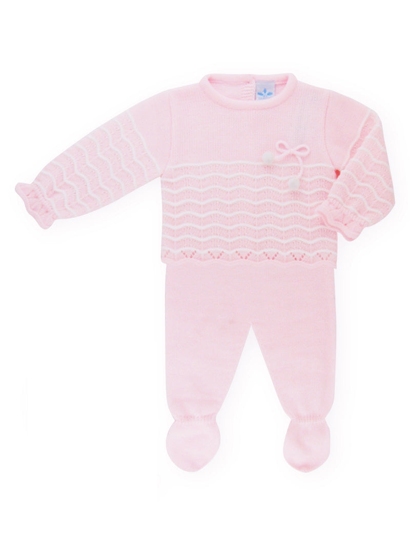 AW22 Sardon Pale Pink & White Knitted Set