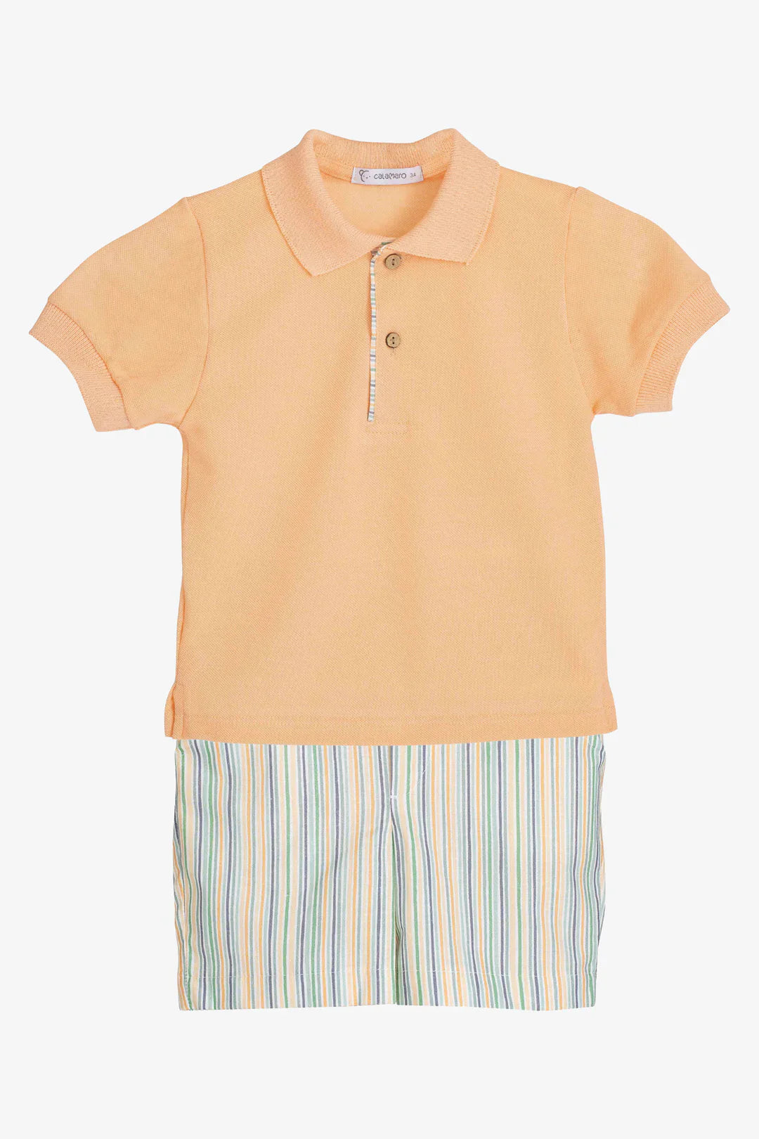 Calamaro Boys Orange Polo Top & Shorts Set