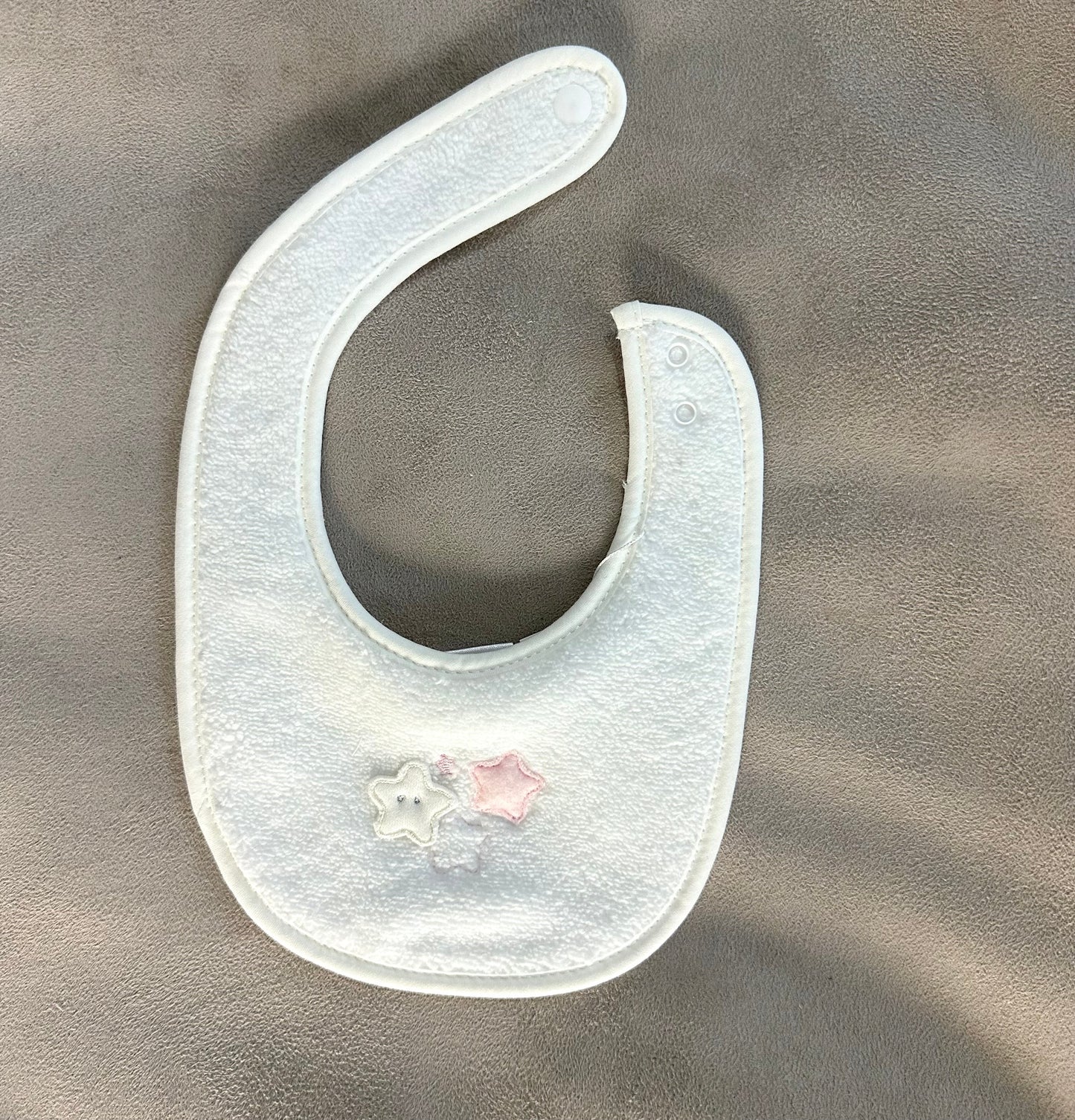 Coccode White/Pink Bamboo Mix Star Motif Bib