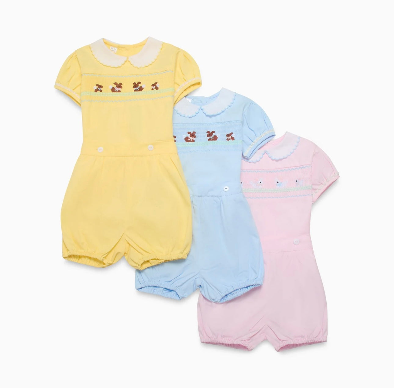 Beau Kids Girls Pink Smocked Bunny Shorts Set