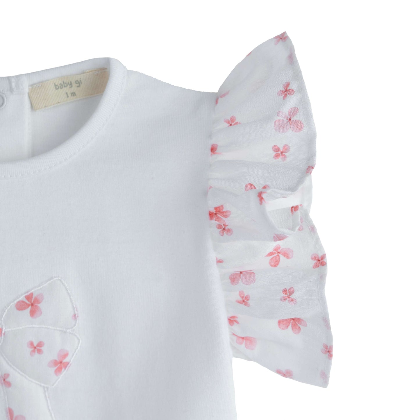 Baby Gi White & Pink Petal Print Romper