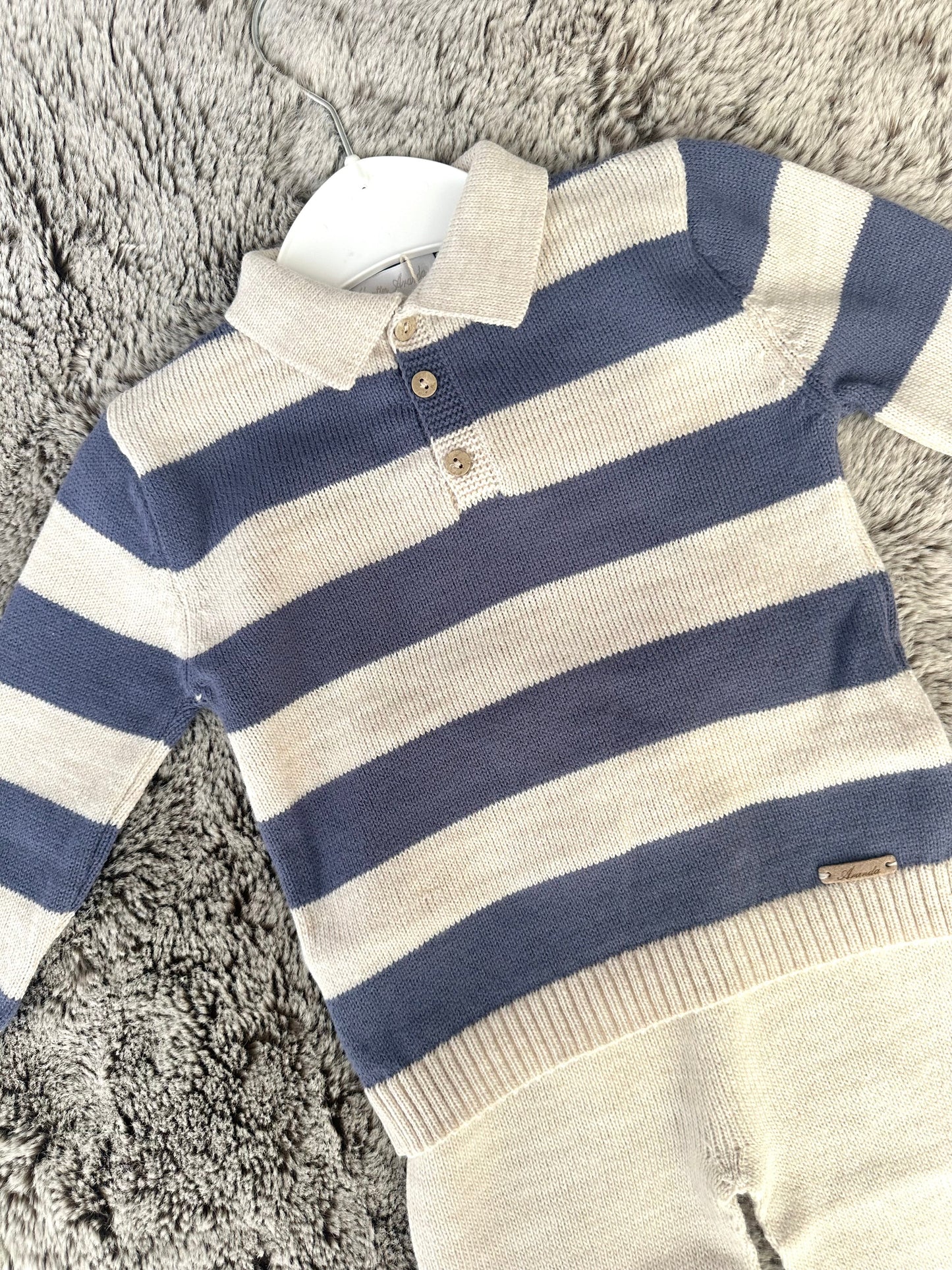 Martin Aranda Boys Blue & Beige Knitted Legging Set
