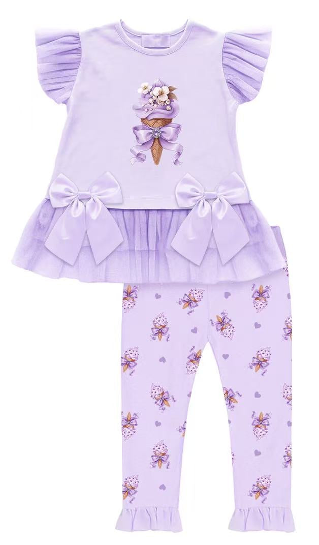 Giorgio Bambini Lilac Ice Cream Leggings Set