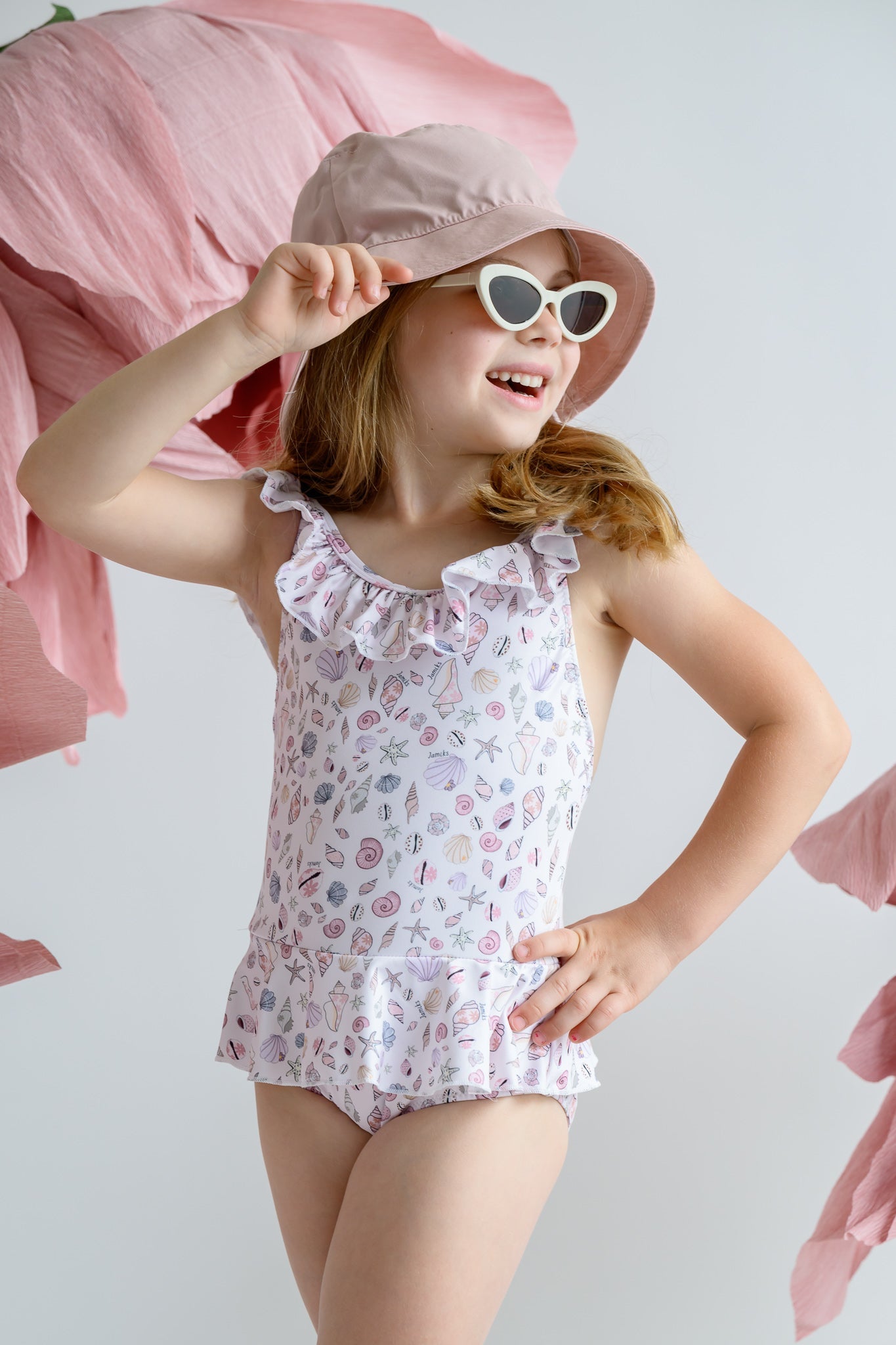Jamiks Valencia White Shell Print Swimsuit