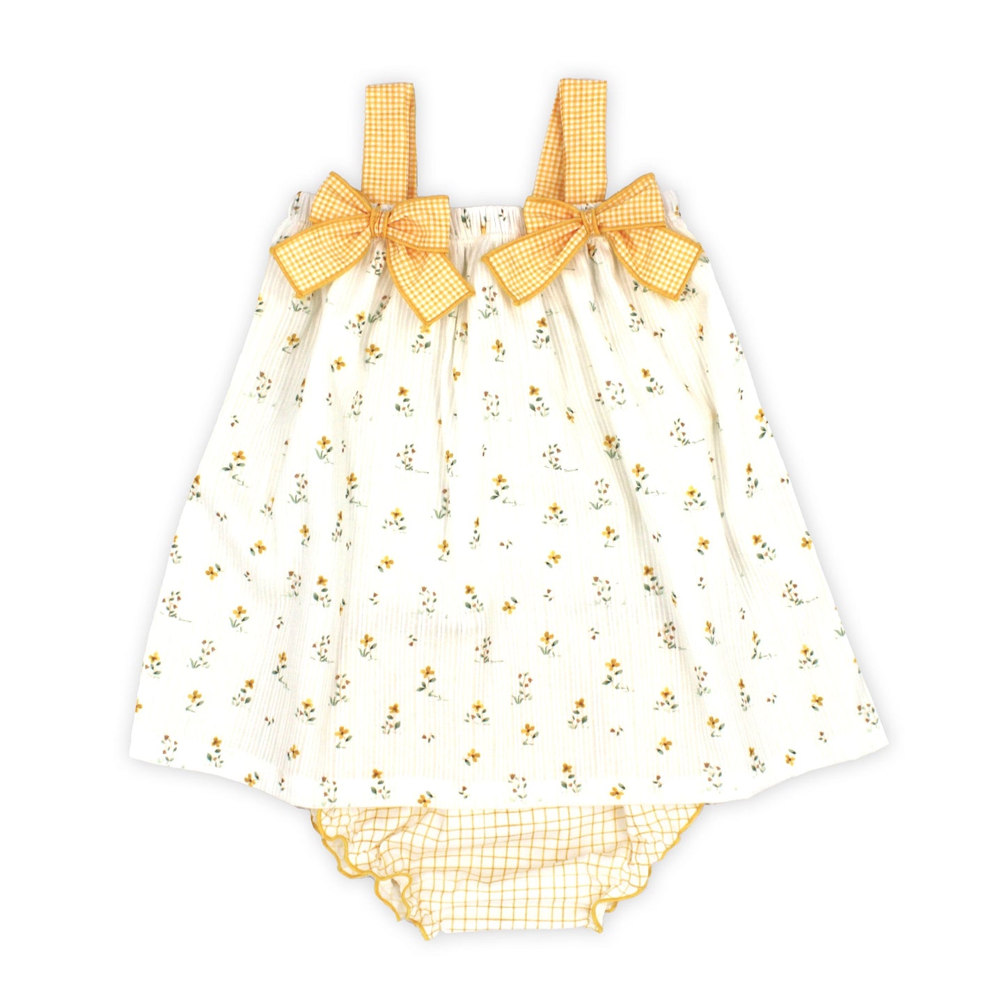 Rapife Girls Yellow Ditsy Print Dress Set