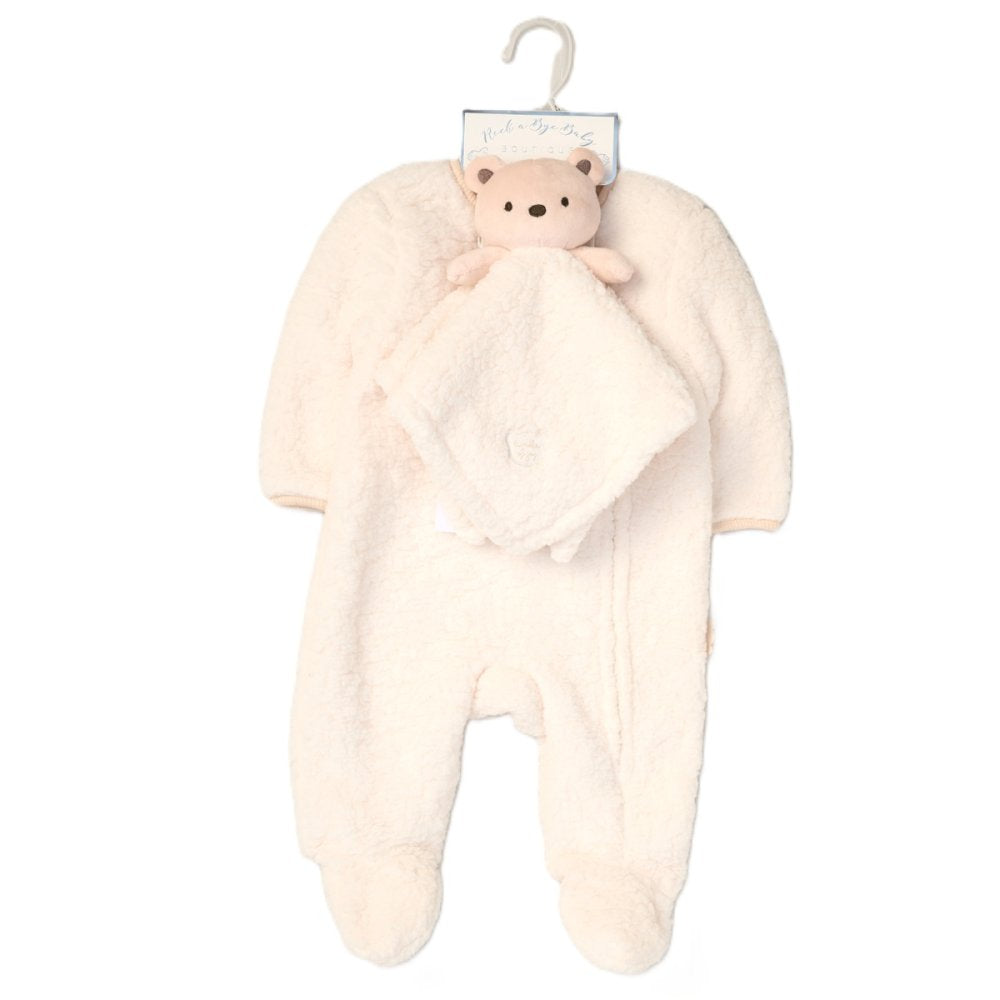 Unisex Baby Borg Pramsuit & Bear Comforter
