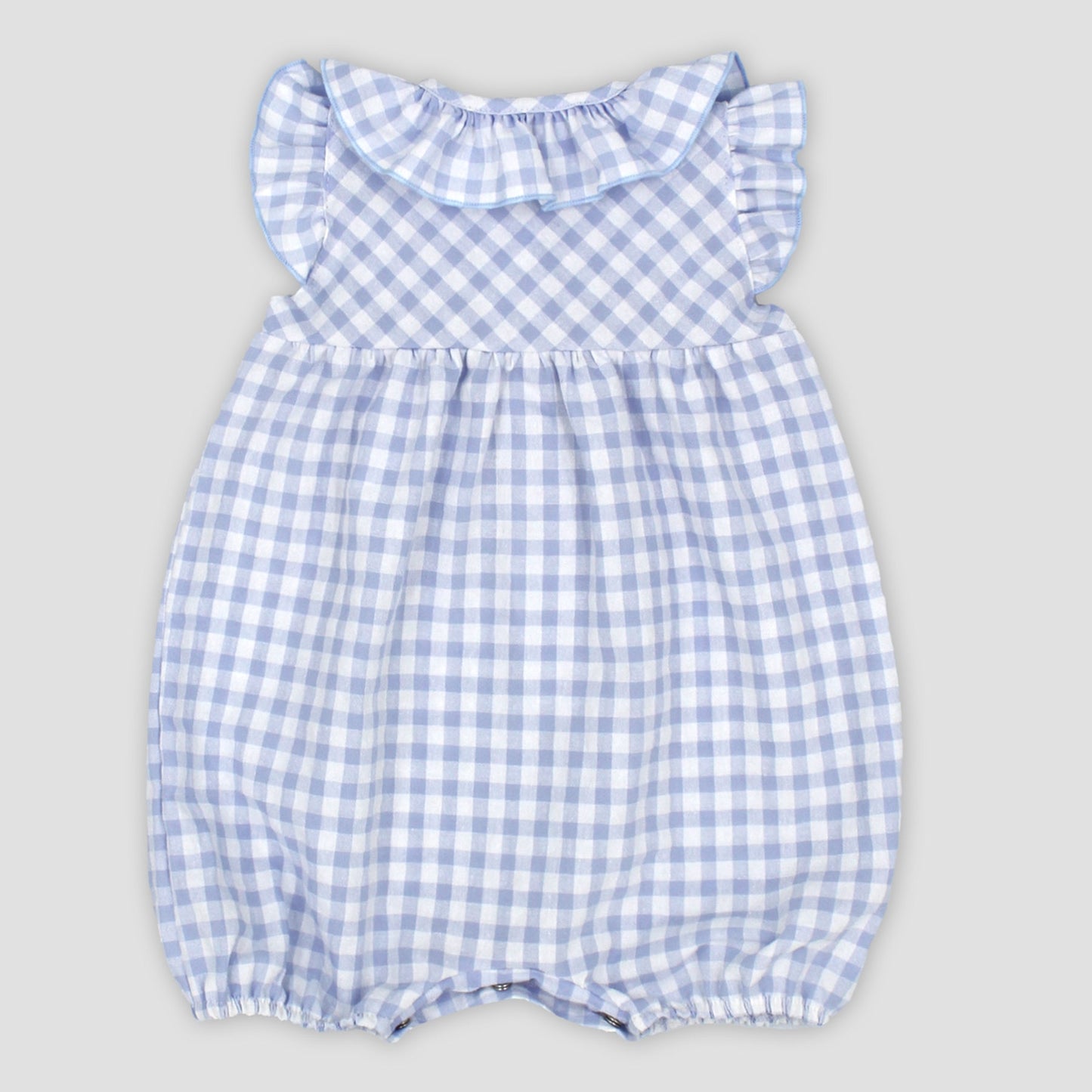 Rapife Sky Blue & White Check Girls Romper