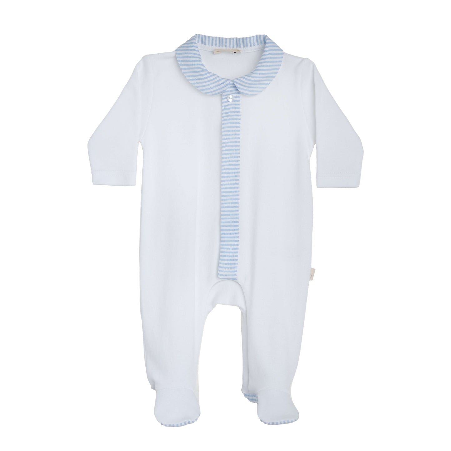 Baby Gi White & Blue Candy Stripe Babygrow