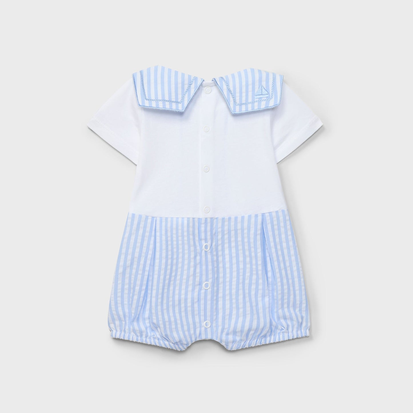 Dr. Kid White & Sky Blue Striped Romper
