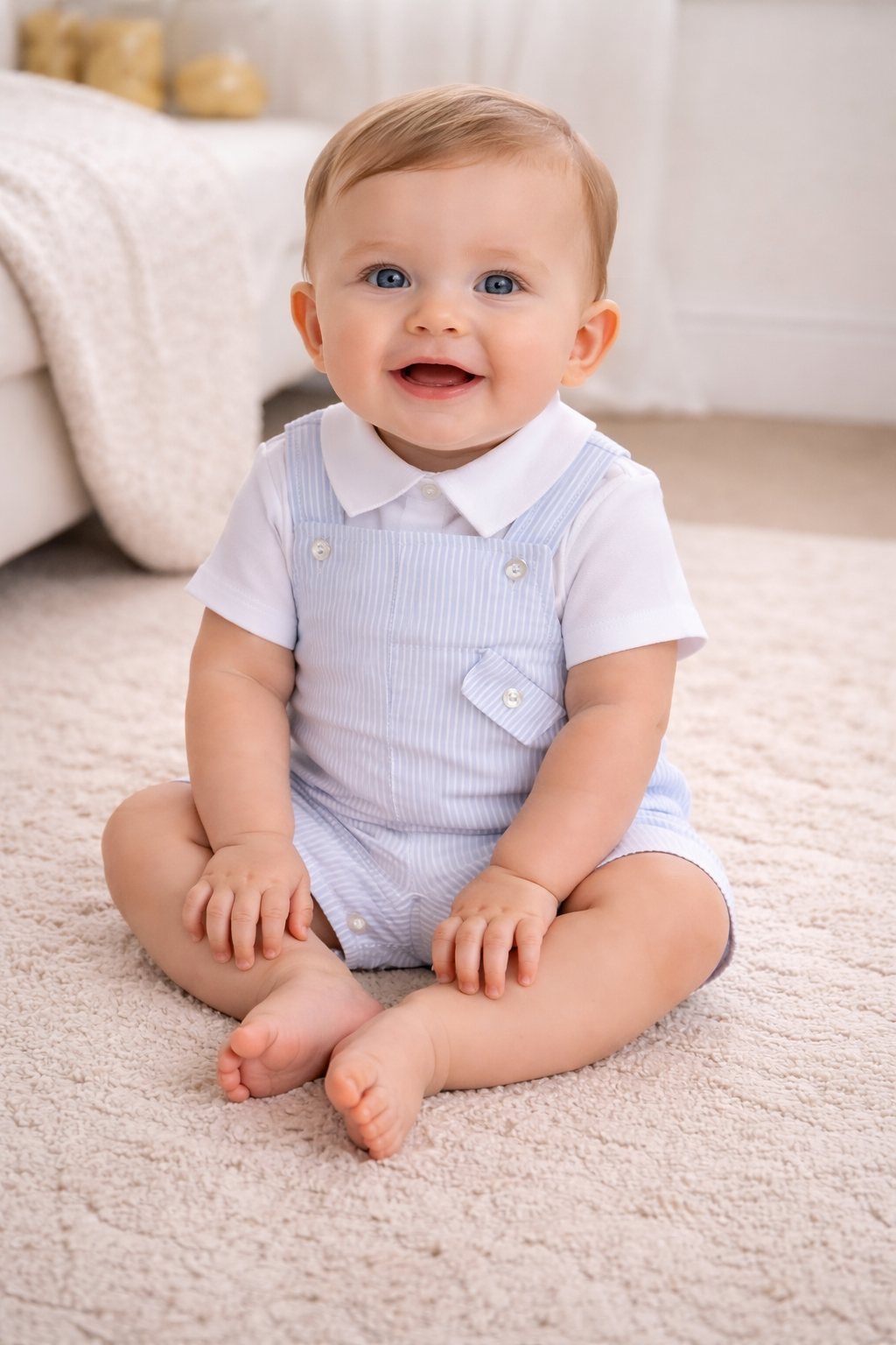 Kleo Kids Boys 2 Piece Striped Dungarees Set