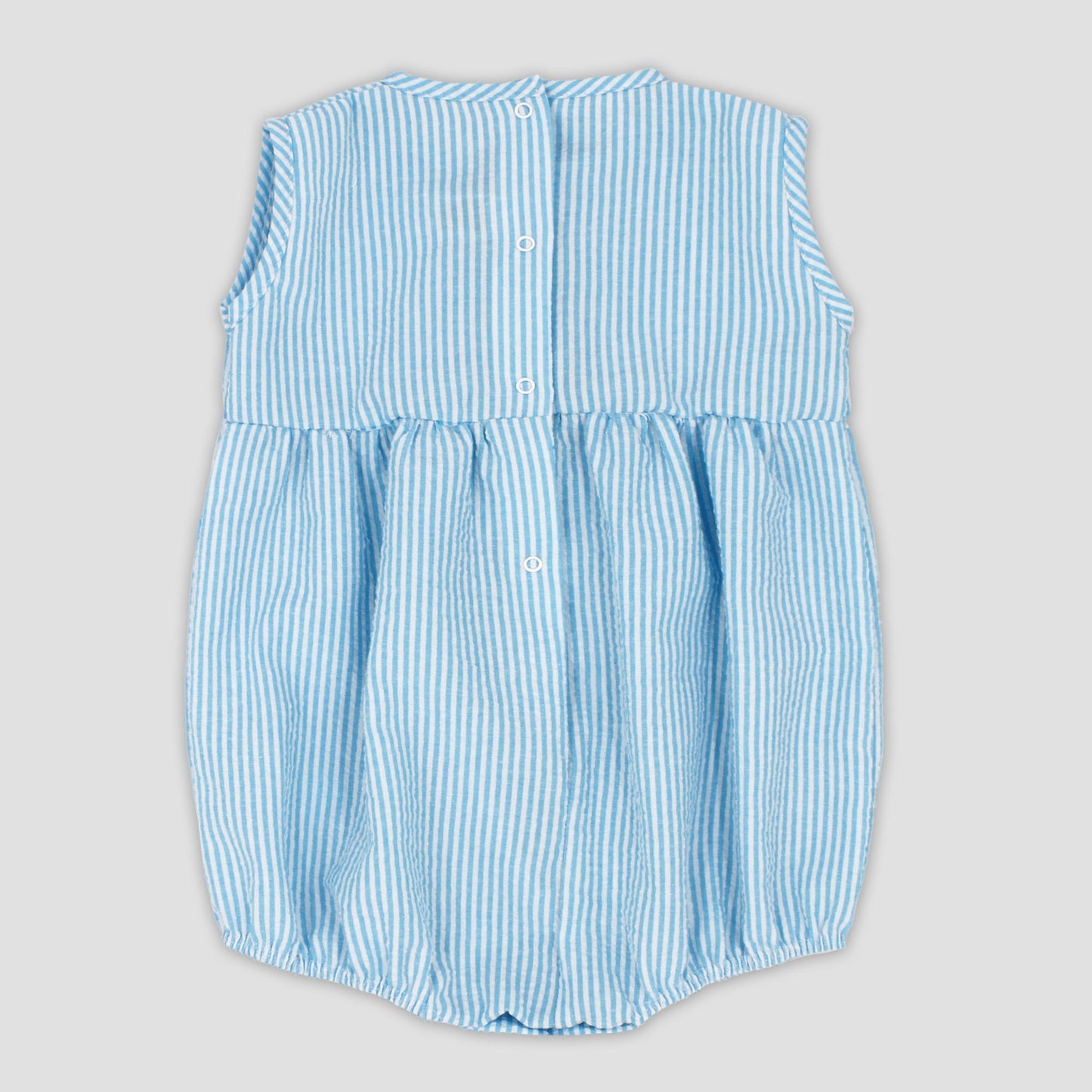 Rapife Turquoise & White Stripe Seersucker Boys Romper