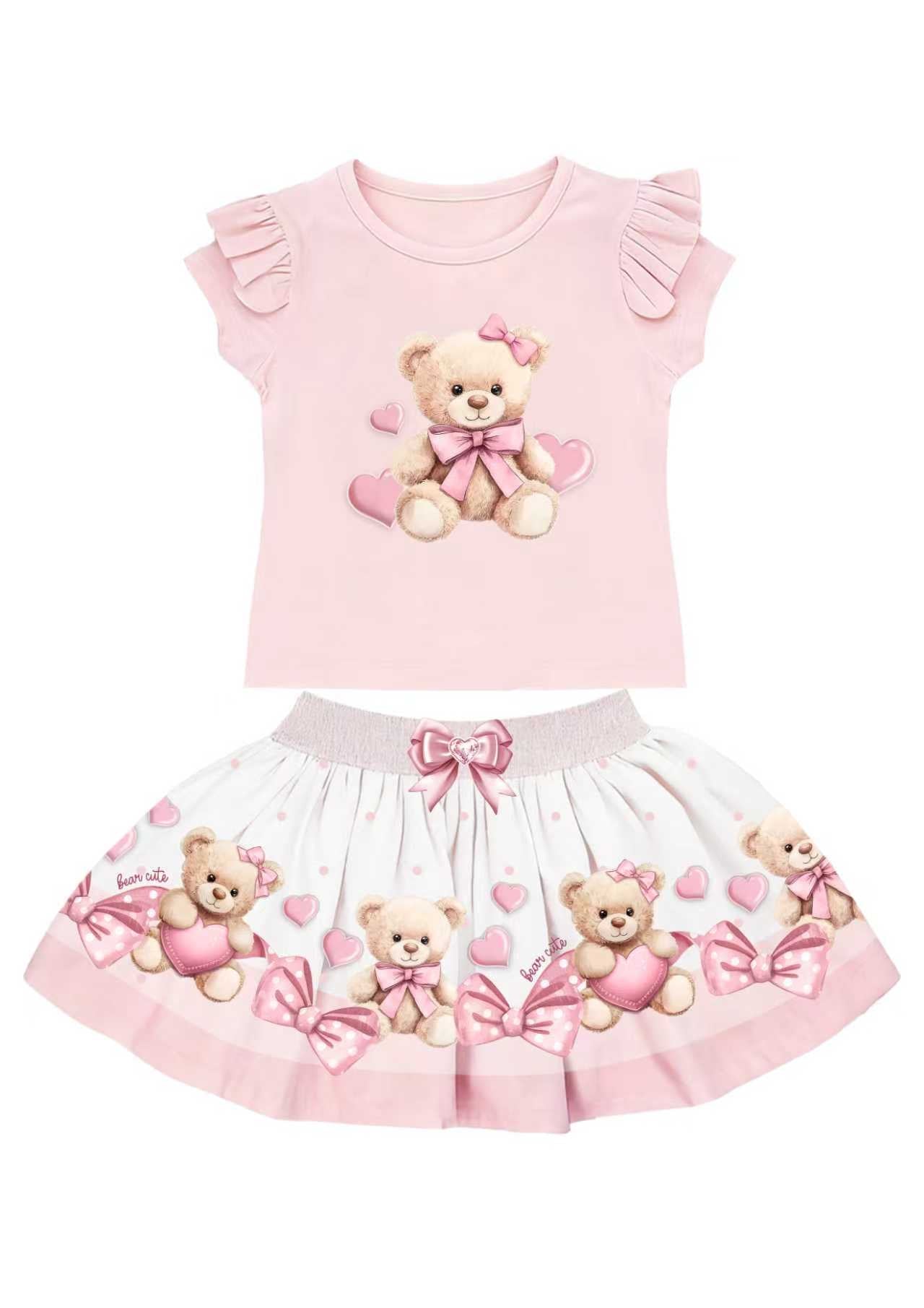 Giorgio Bambini Pink Teddy Bear Skirt Set