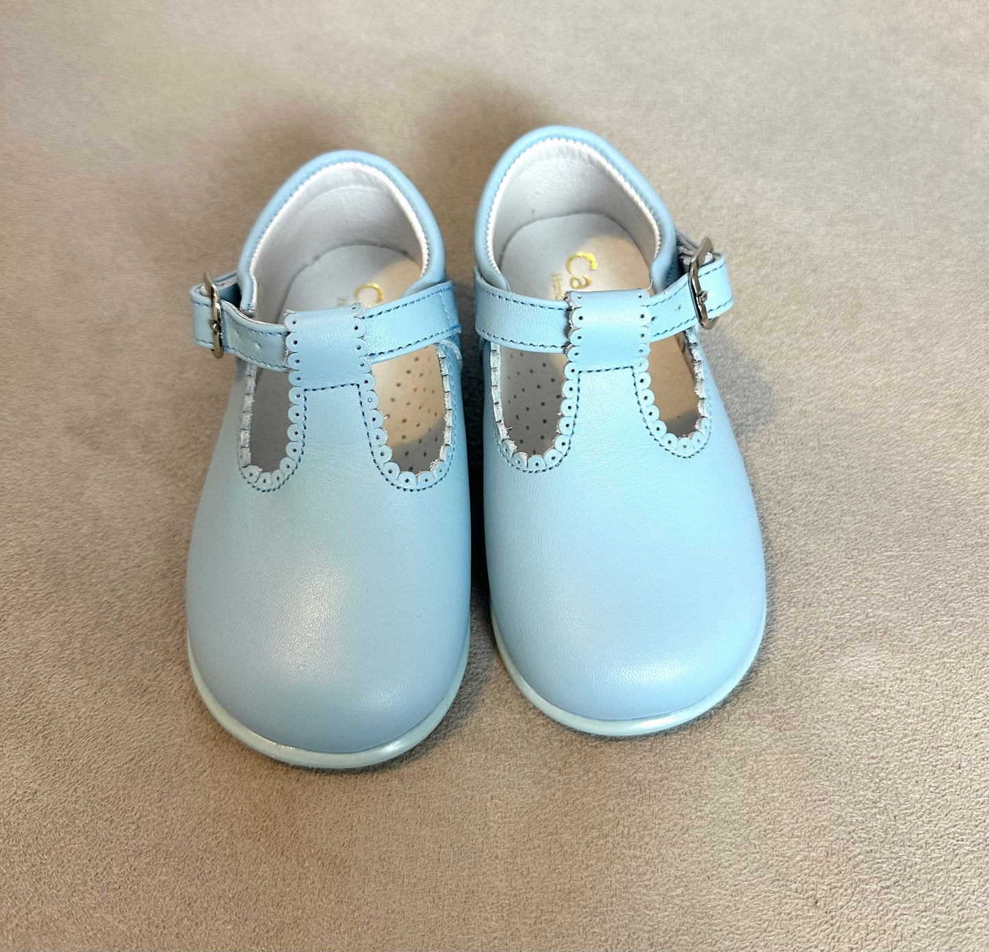 Caminito Baby Blue Leather Toddler T-Bar Shoes