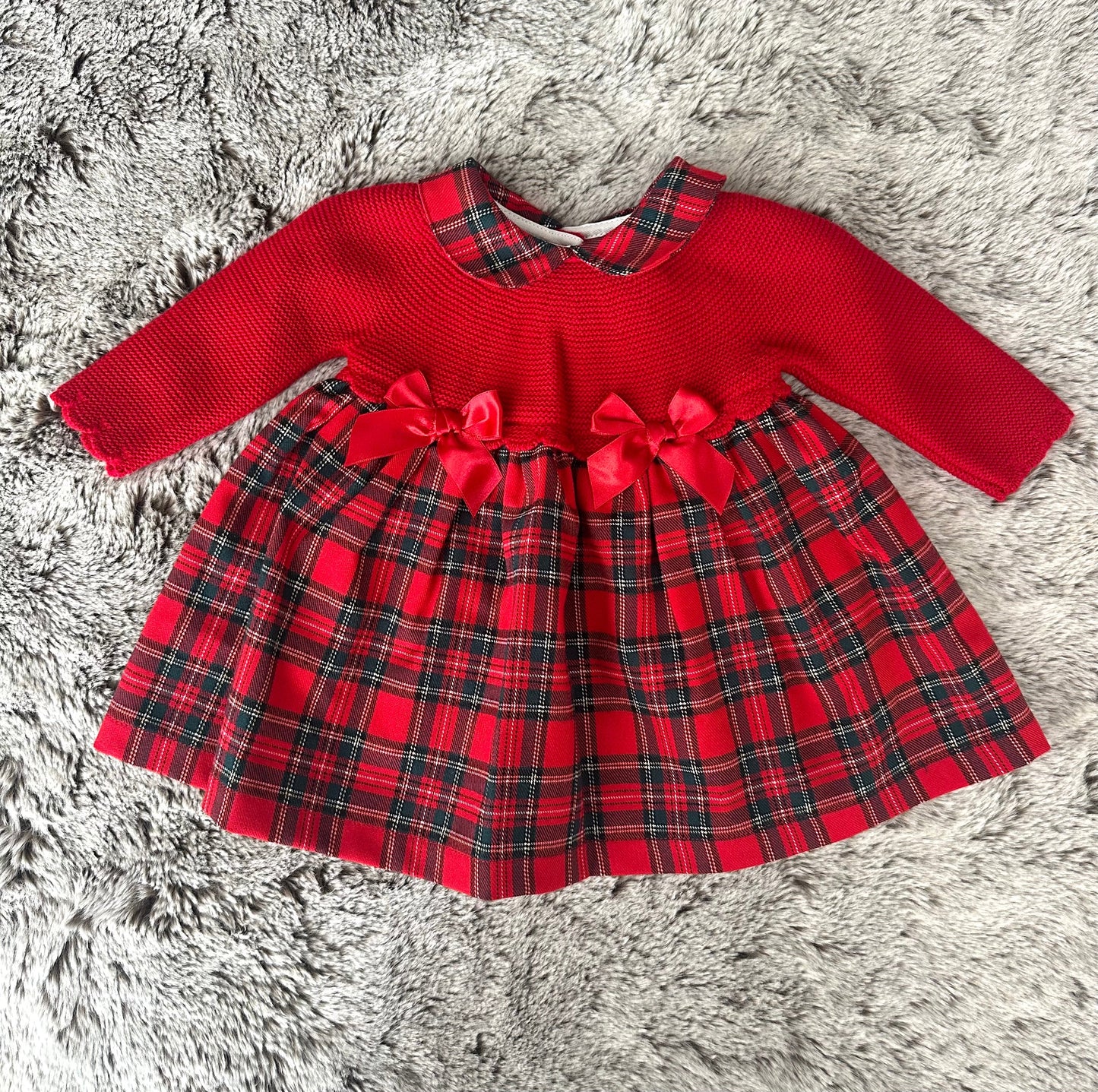 Pex Red Tartan Half-Knitted Dress