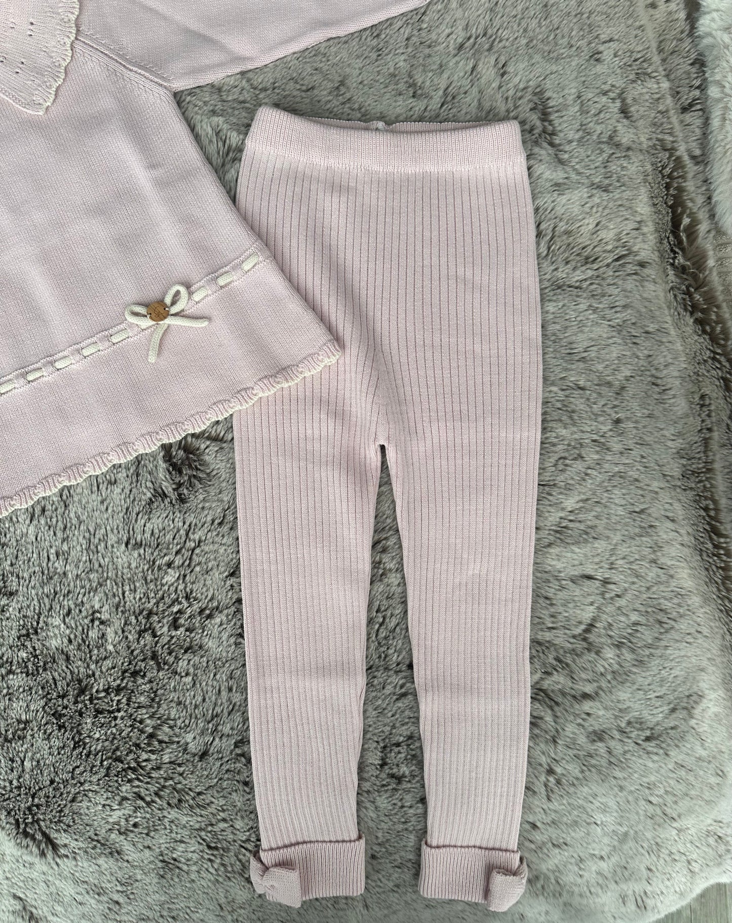 Granlei Dusky Pink & Ivory Cutwork Collared Legging Set