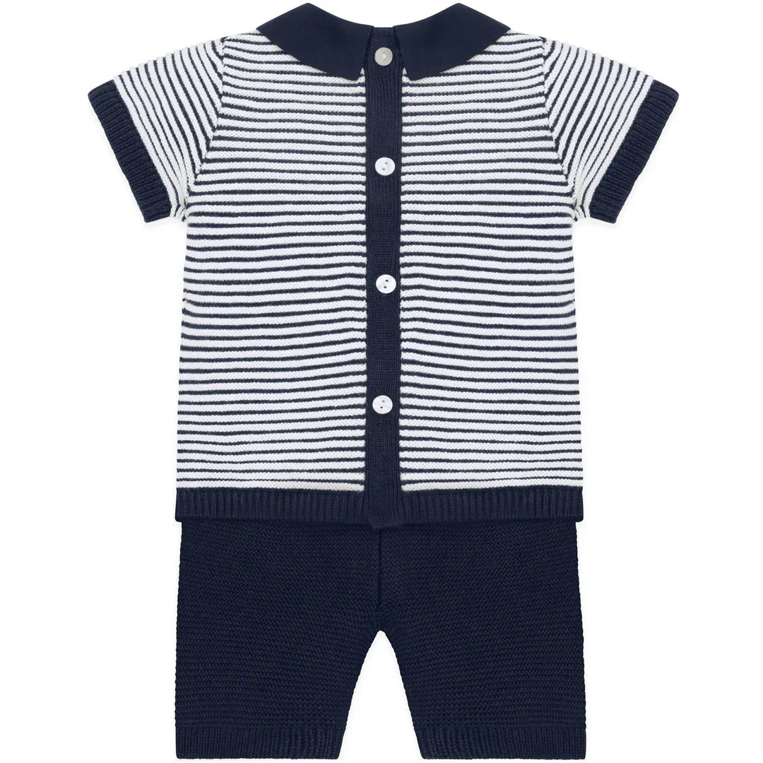 Emile et Rose ‘Jerry’ Navy & White Striped Top & Shorts Set