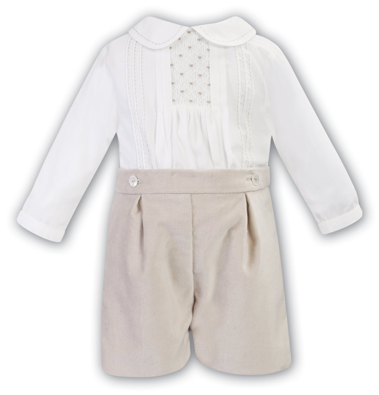 AW23 Sarah Louise Beige Velvet Short & Shirt Set