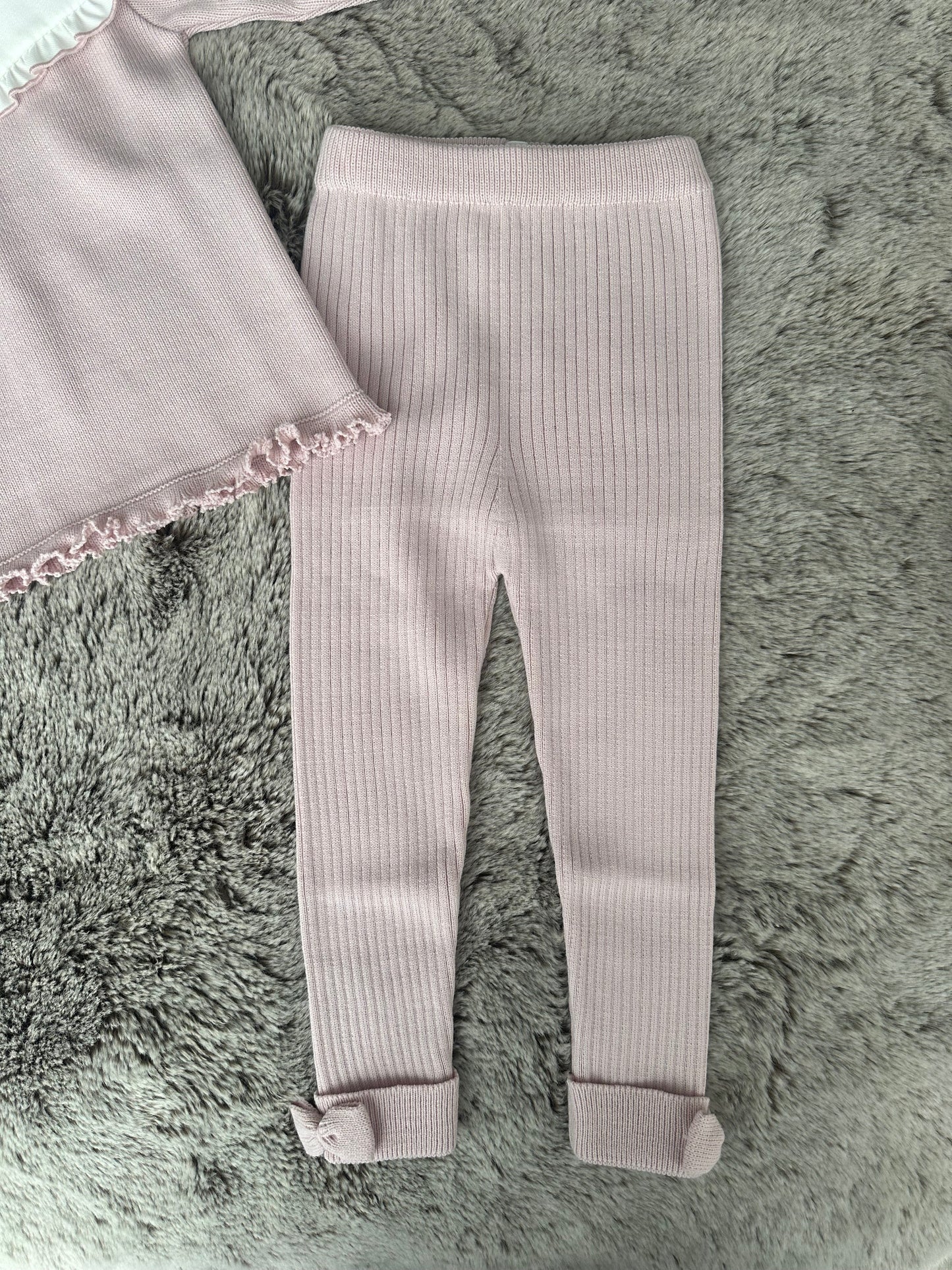 Granlei Girls Dusly Pink & Ivory Collared Legging Set