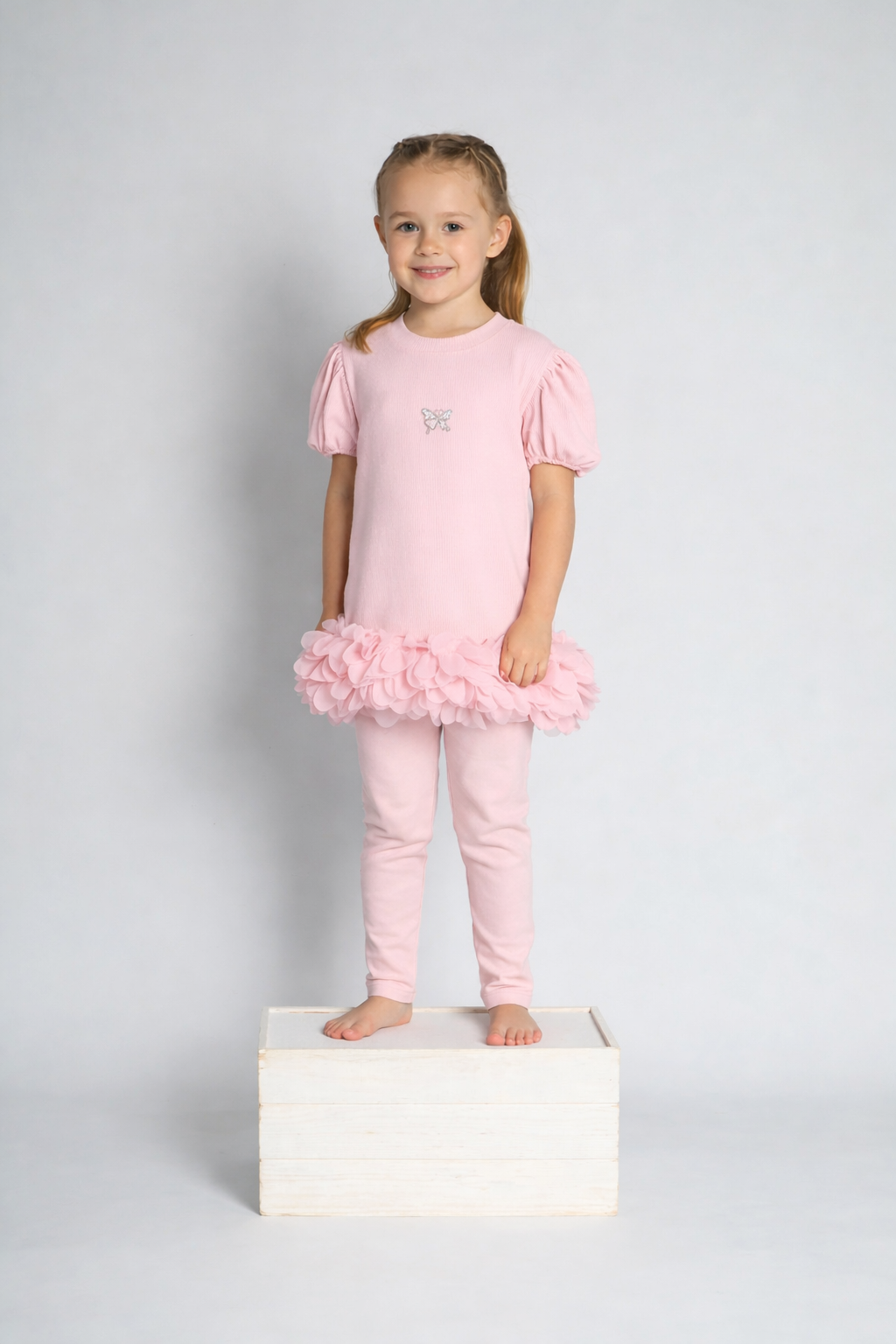Beau Kid Pink Ruffle Leggings Set