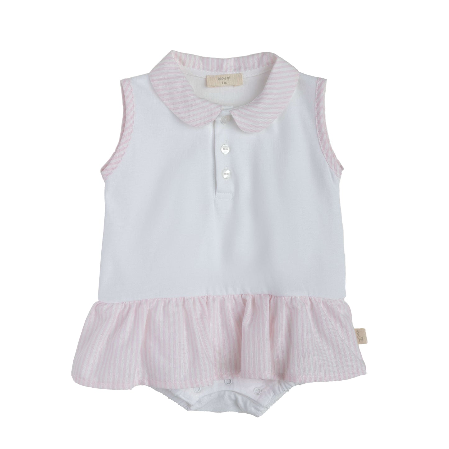 Baby Gi White & Pink Candy Stripe Romper