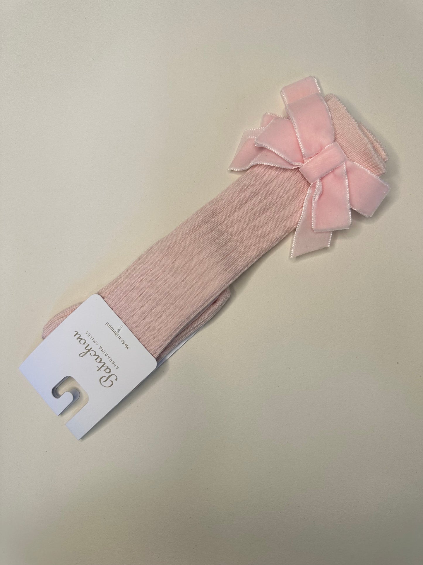 Patachou Ribbed Velvet Bow Socks