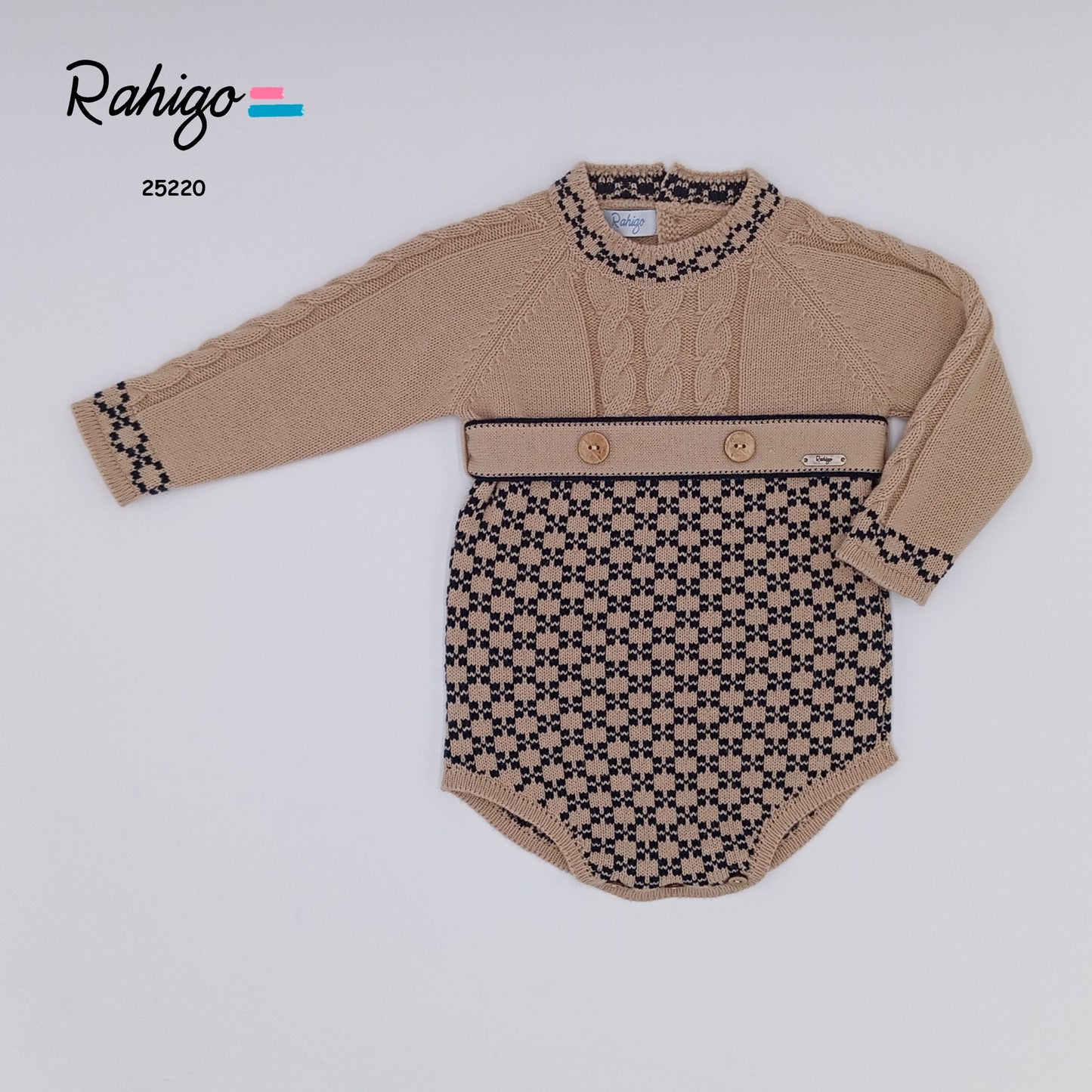 Rahigo Navy & Camel Check Romper