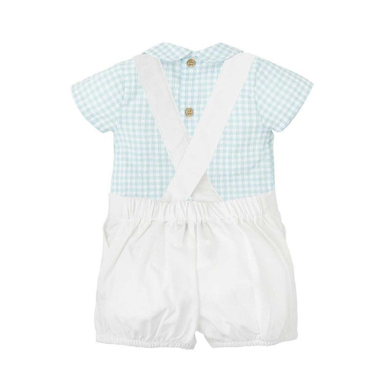 SS24 Babidu White and Turquoise Braced Shorts Set