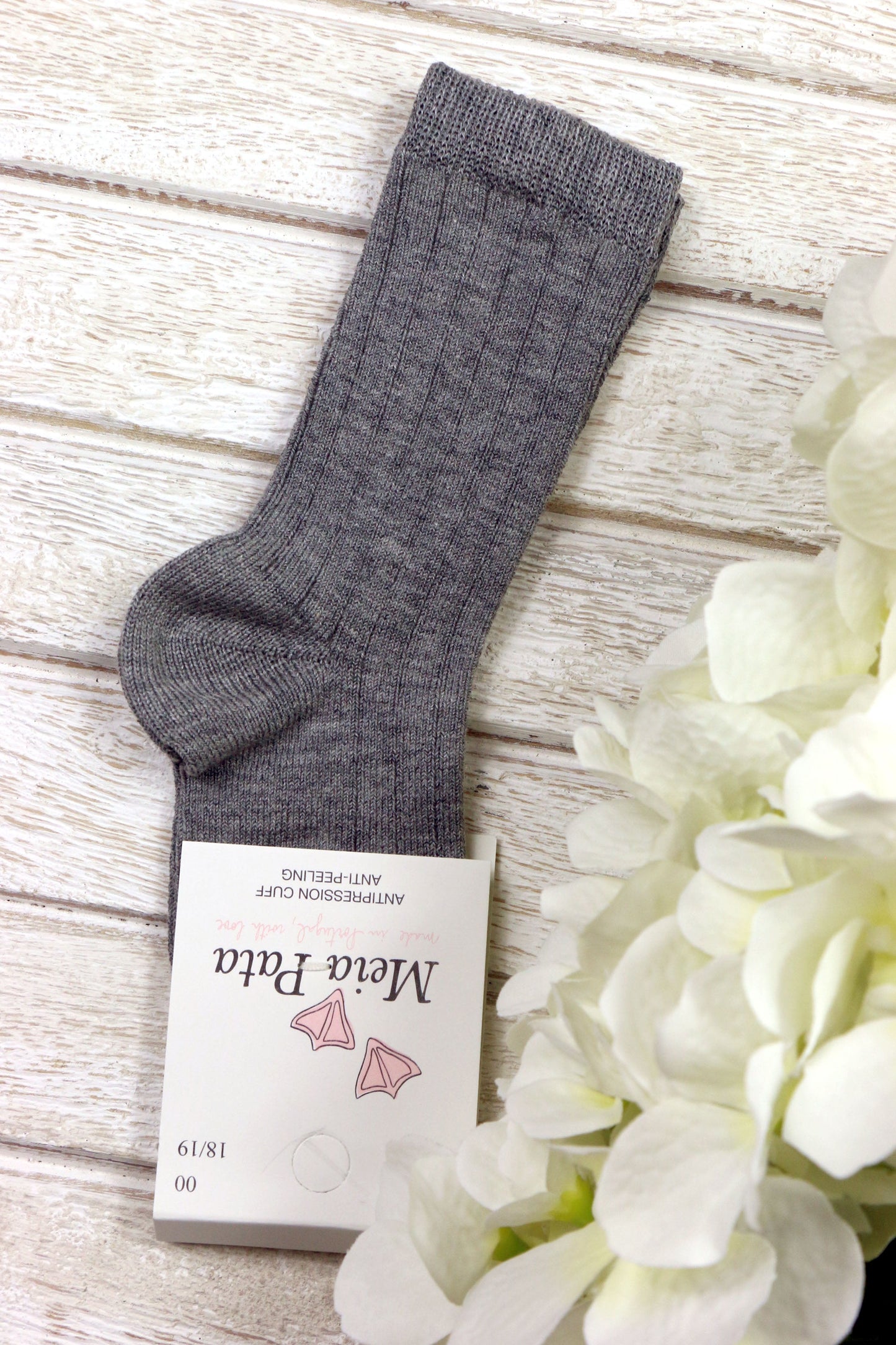 Meia Pata Grey Ribbed Knee High Socks