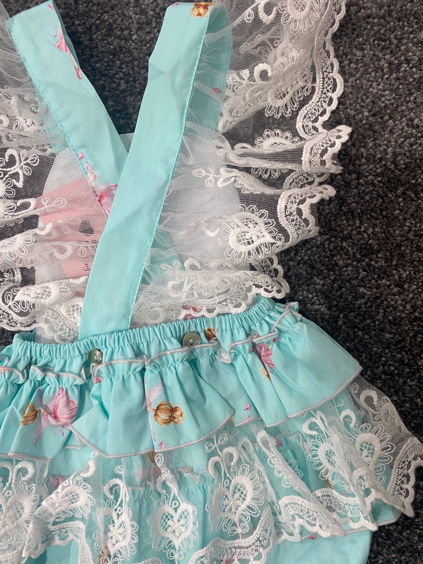 SS23 Phi Clothing Blue & Pink Ballerina Print Romper