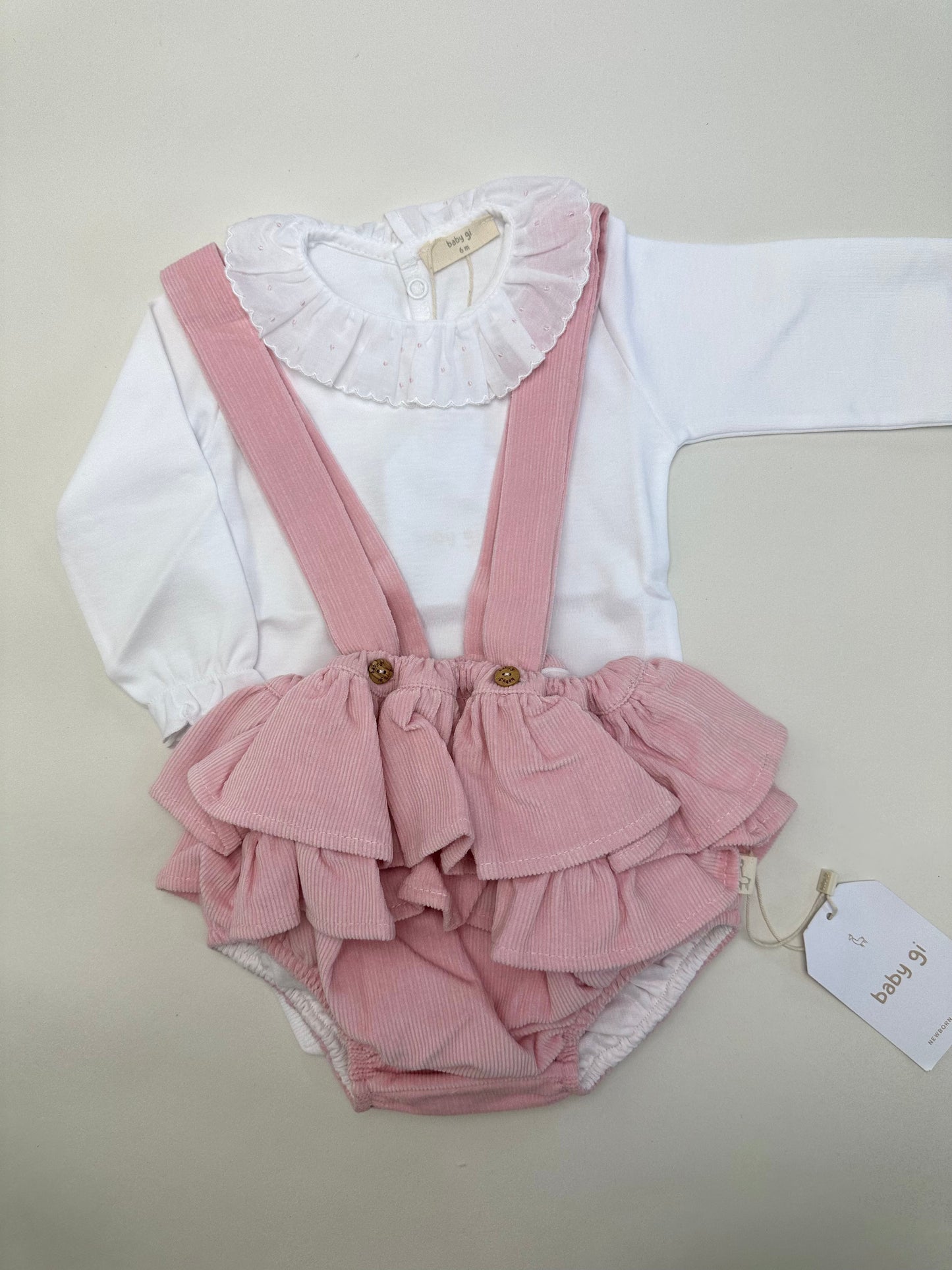 Baby Gi Pale Pink Corduroy Frill Jam Pants