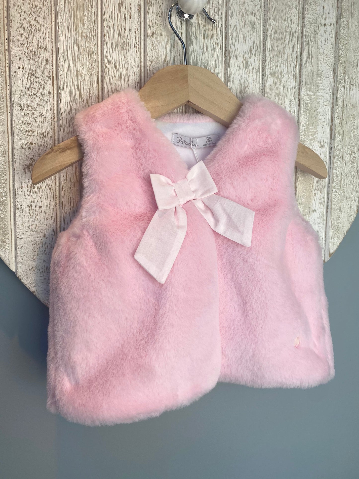 AW22 Patachou Pale Pink Faux Fur Gilet