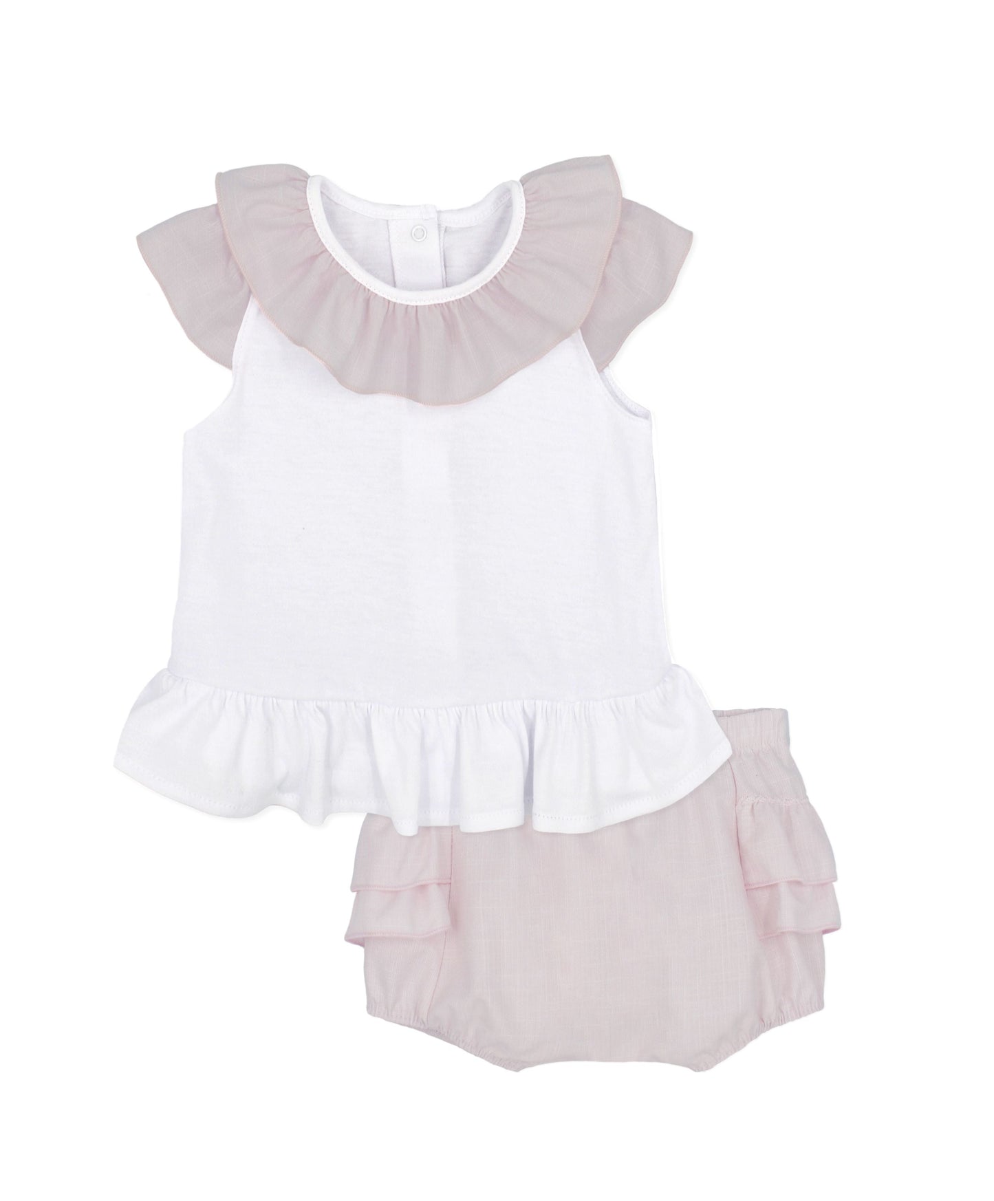 SS23 Rapife Pink & White Frilled Jam Pants Set