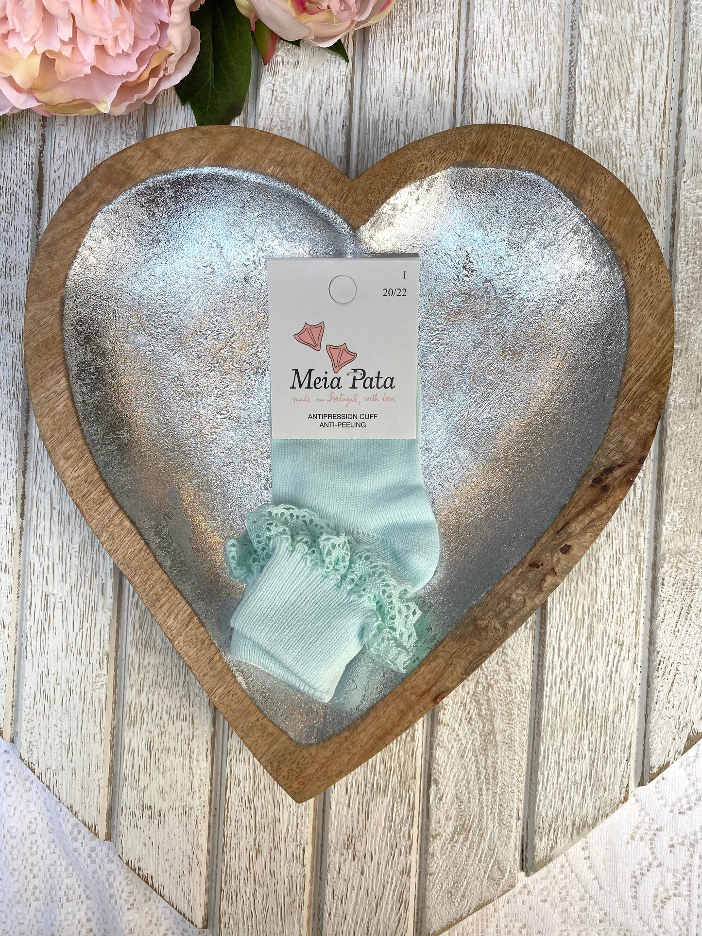 Meia Pata Water Blue Lace Trimmed Ankle Sock