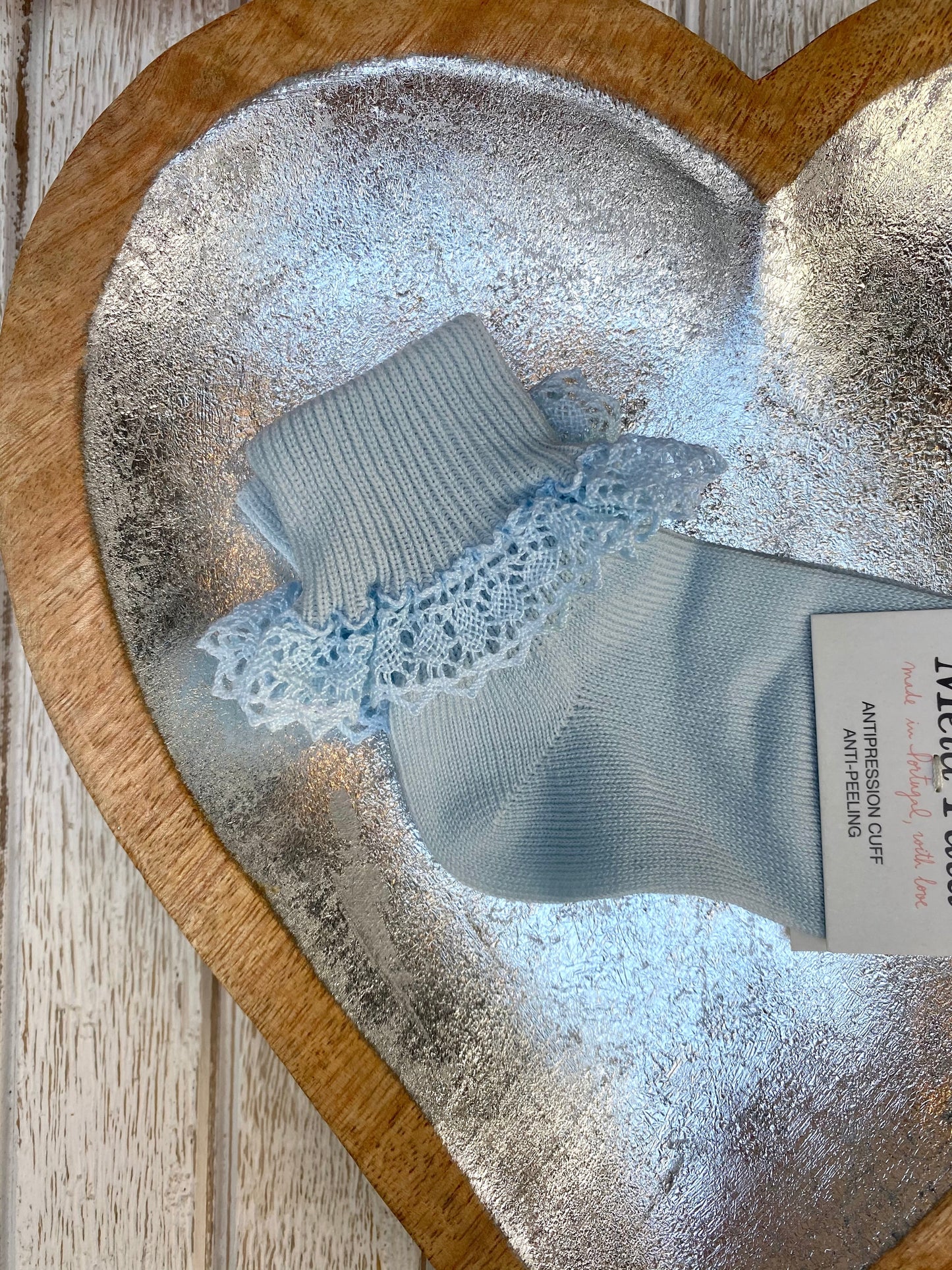 Meia Pata Baby Blue Lace Trimmed Ankle Sock