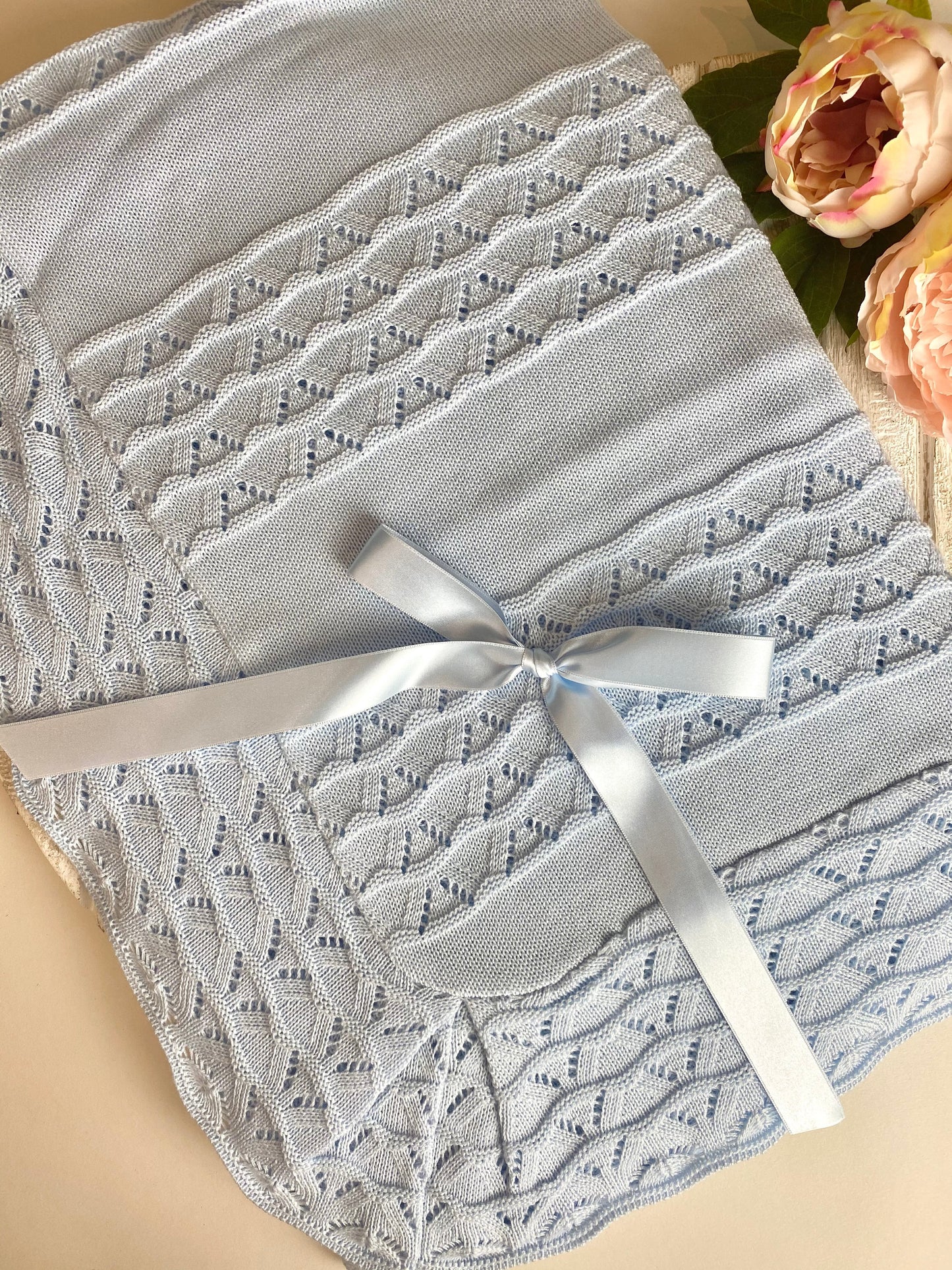 Juliana Large Baby Blue Knitted Shawl