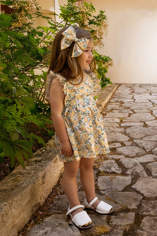 Calamaro Girls Lemon Print Dress