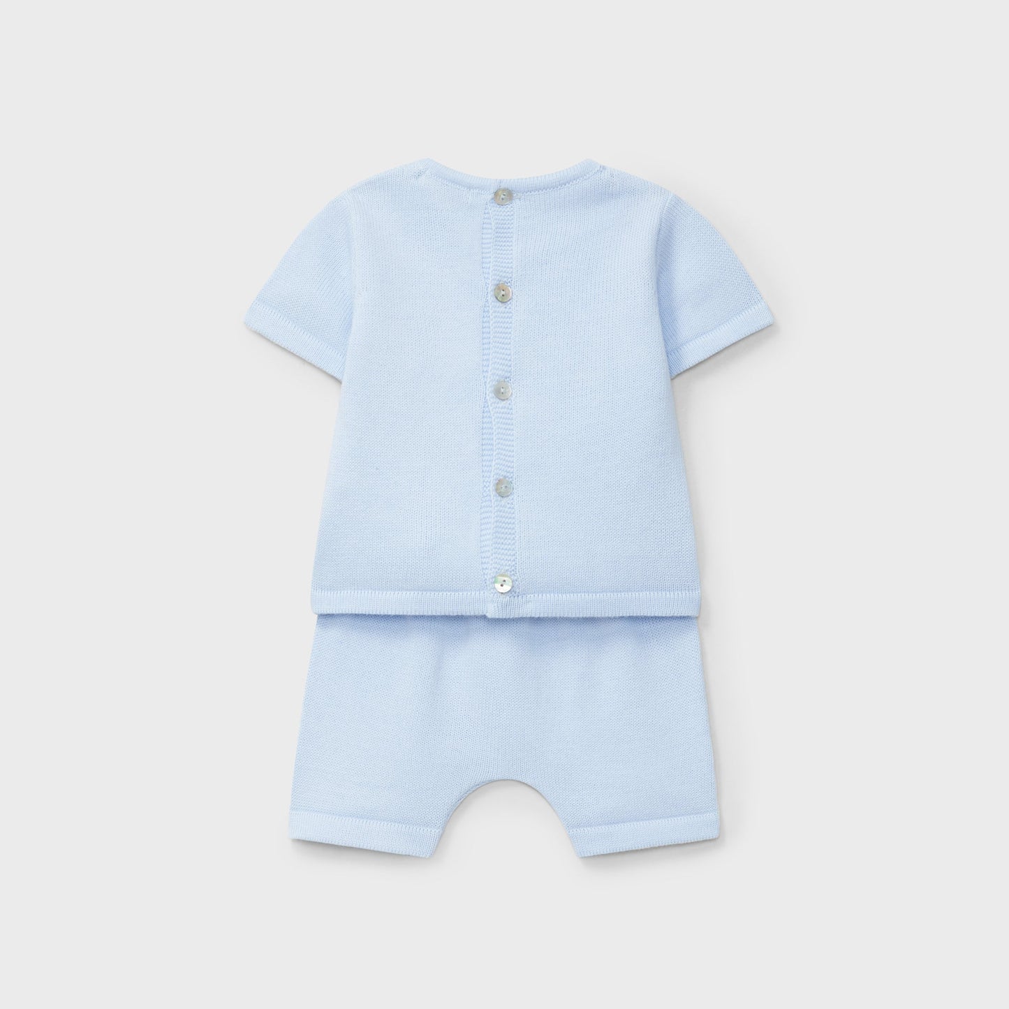 Dr. Kid Blue Knitted Bunny Shorts Set