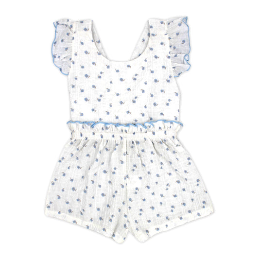Rapife Girls Seersucker Blue & White Playsuit