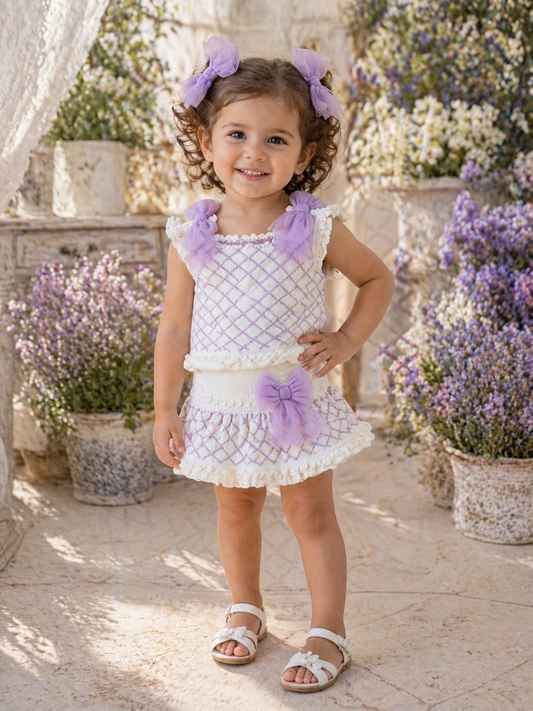 Rahigo Girls Lilac & White Top & Jam Pants Set