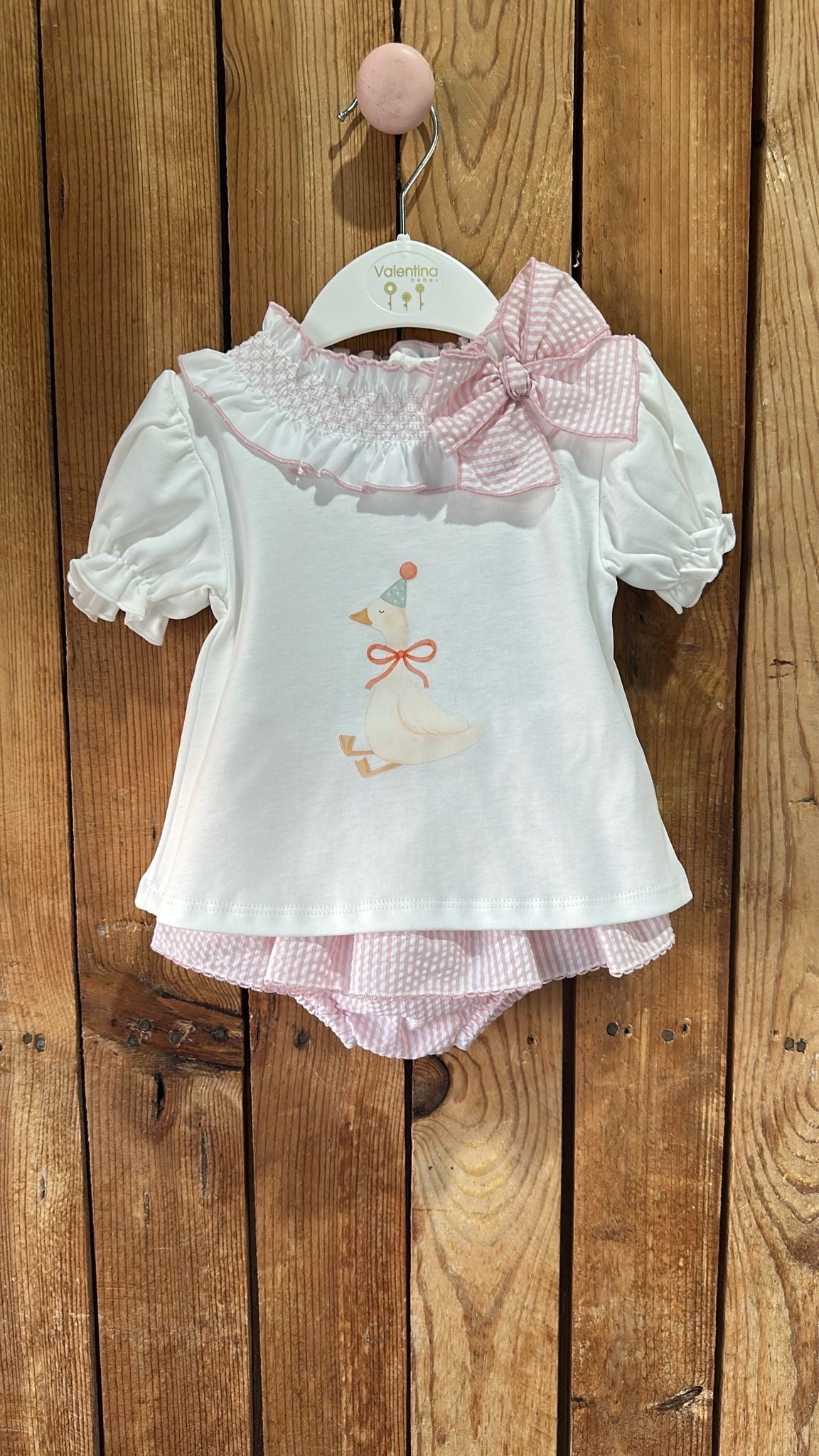 Valentina Bebe Pink & White Gingham Jam Pant Set