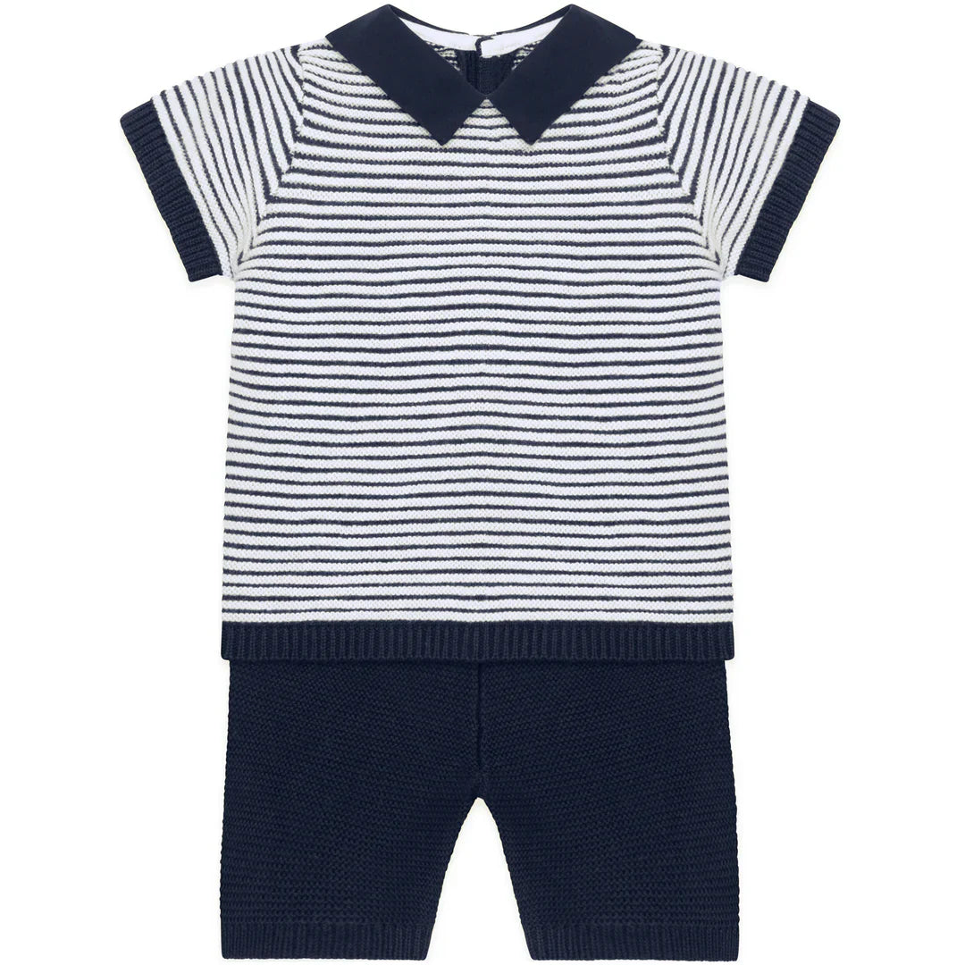 Emile et Rose ‘Jerry’ Navy & White Striped Top & Shorts Set