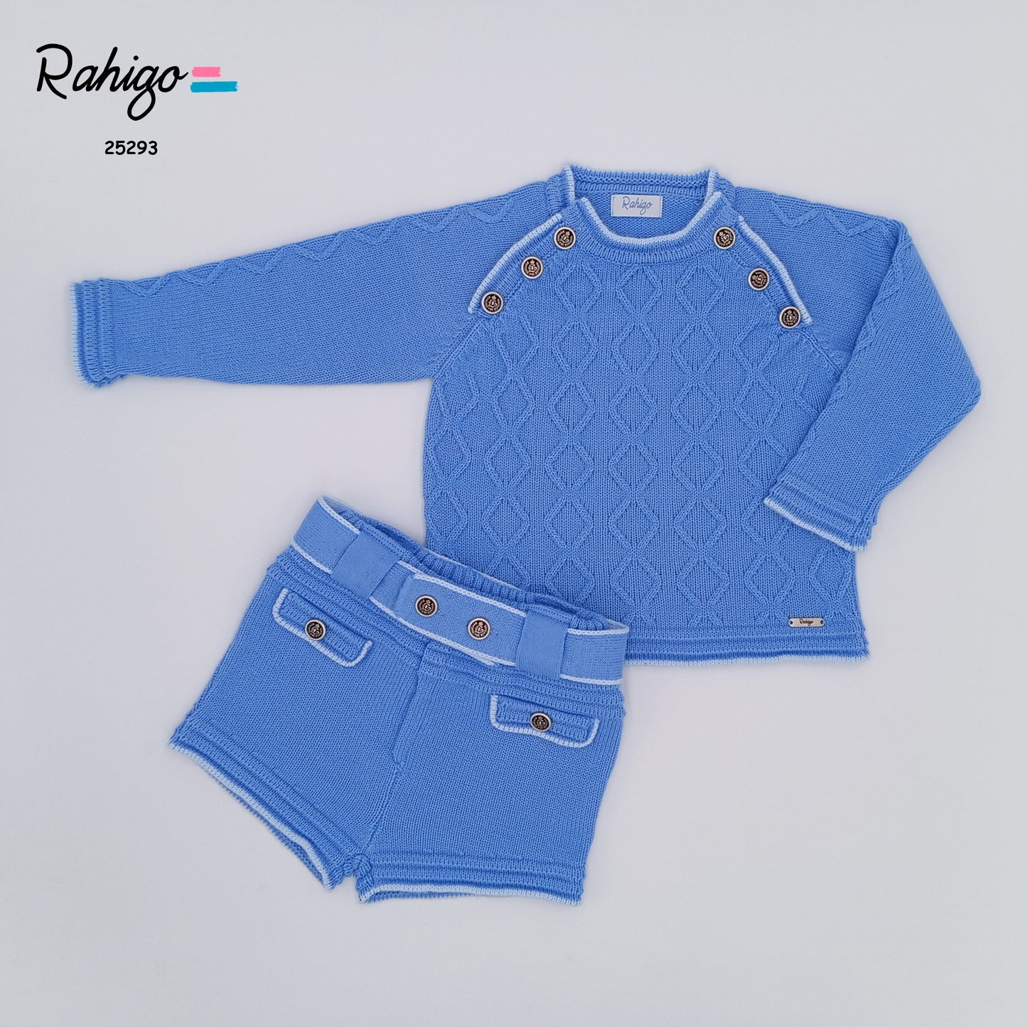 Rahigo Sky Blue Sweater & Shorts Set