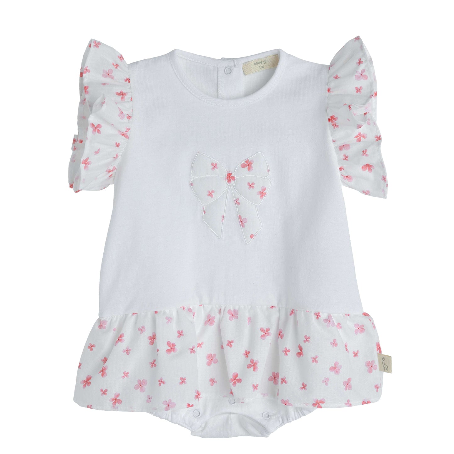 Baby Gi White & Pink Petal Print Romper