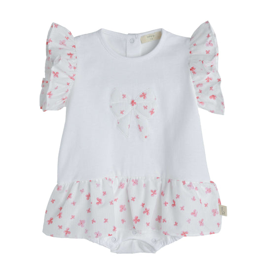 Baby Gi White & Pink Petal Print Romper