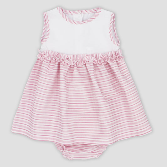 Rapife Pink & White Striped Girls Dress