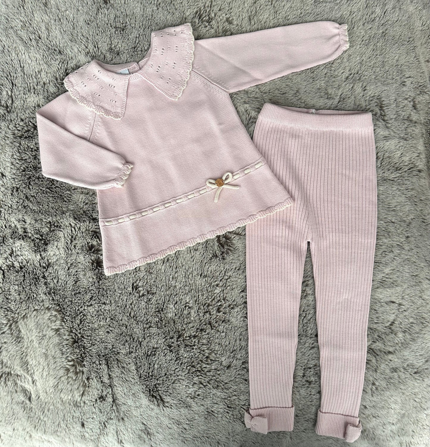 Granlei Dusky Pink & Ivory Cutwork Collared Legging Set