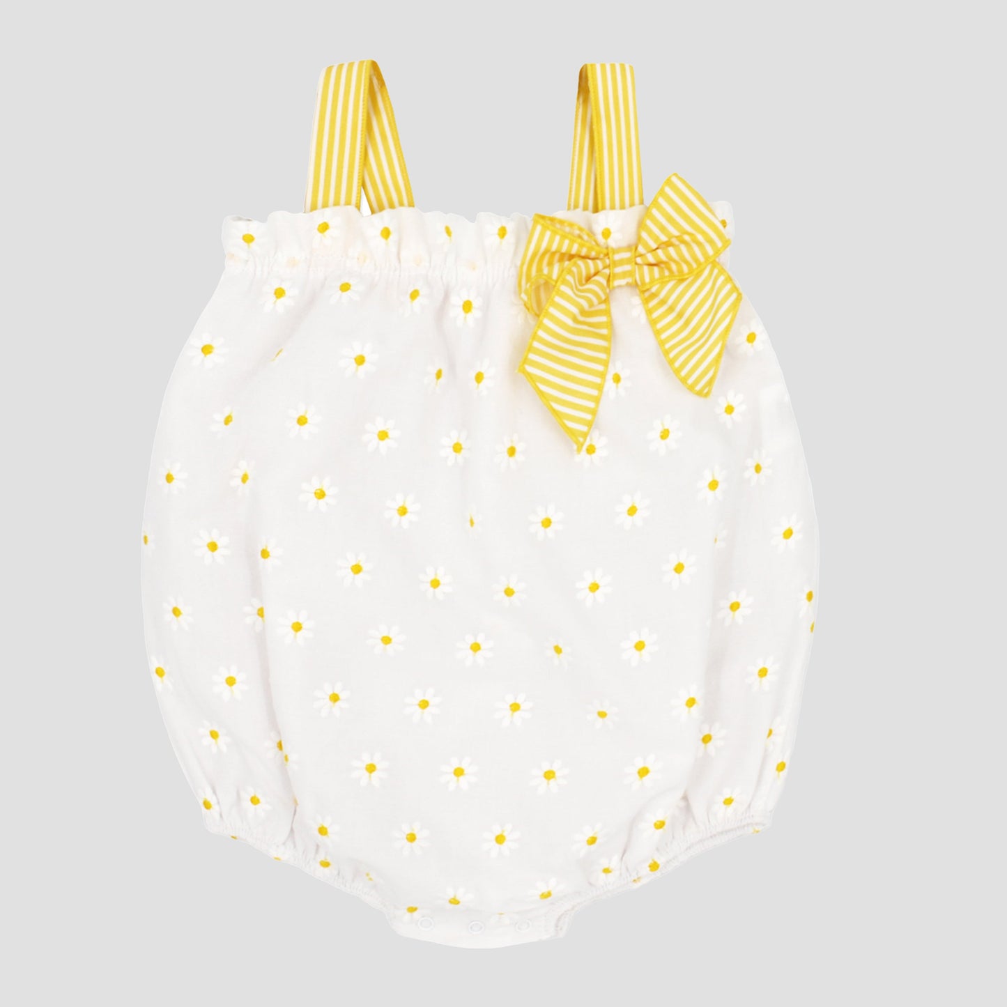 Rapife White & Yellow Daisy Embroidered Girls Romper