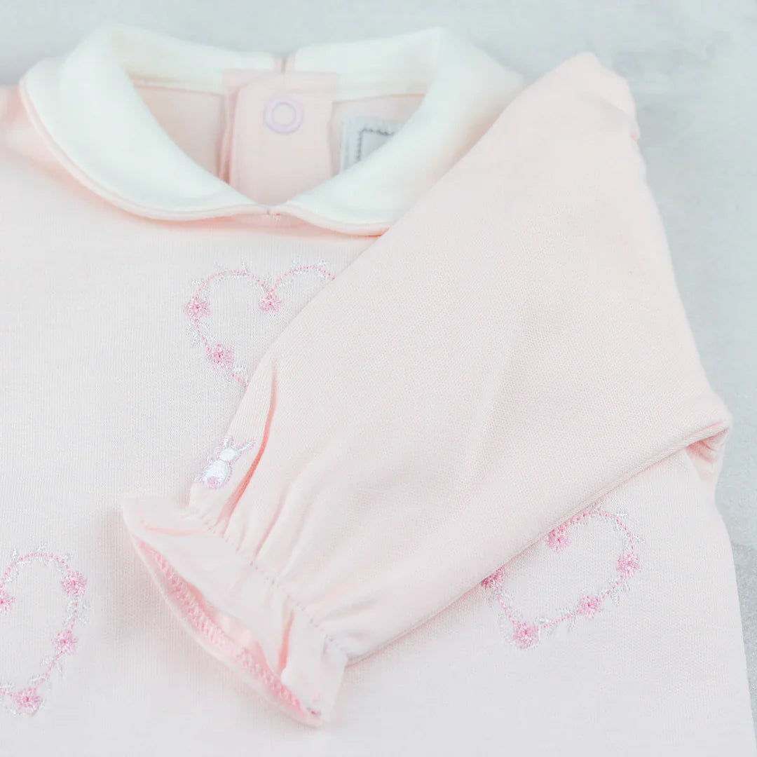 Emile et Rose Girls ‘Jenna’ Pink Heart Embroidered Babygrow