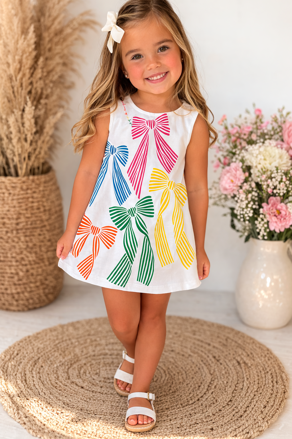 Agatha Ruiz de la Prada White Multi-Coloured Bow Dress