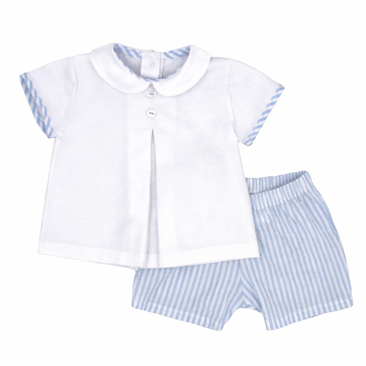 Rapife Baby Boy Blue & White Shorts Set